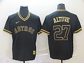 Astros 27 Jose Altuve Black Gold Nike Cooperstown Collection Legend V Neck Jersey (1),baseball caps,new era cap wholesale,wholesale hats